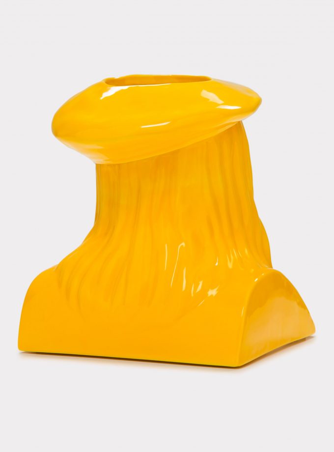 Jimmy D Lanza's "La Vilma", solid yellow handmade flowerpot