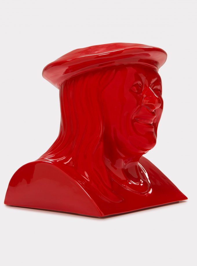 Jimmy D Lanza's "La Vilma", solid red handmade flowerpot