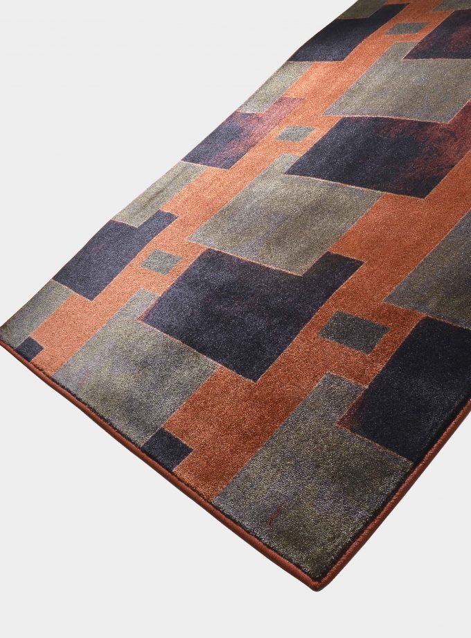 "Abstract" orange rug in printed fabric