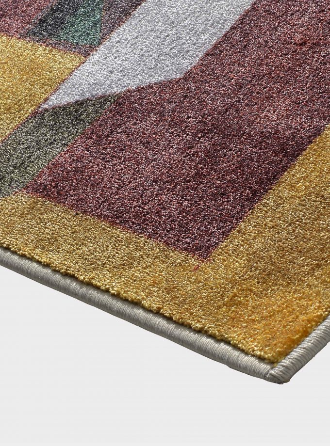 "Abstract" yellow rug in printed fabric