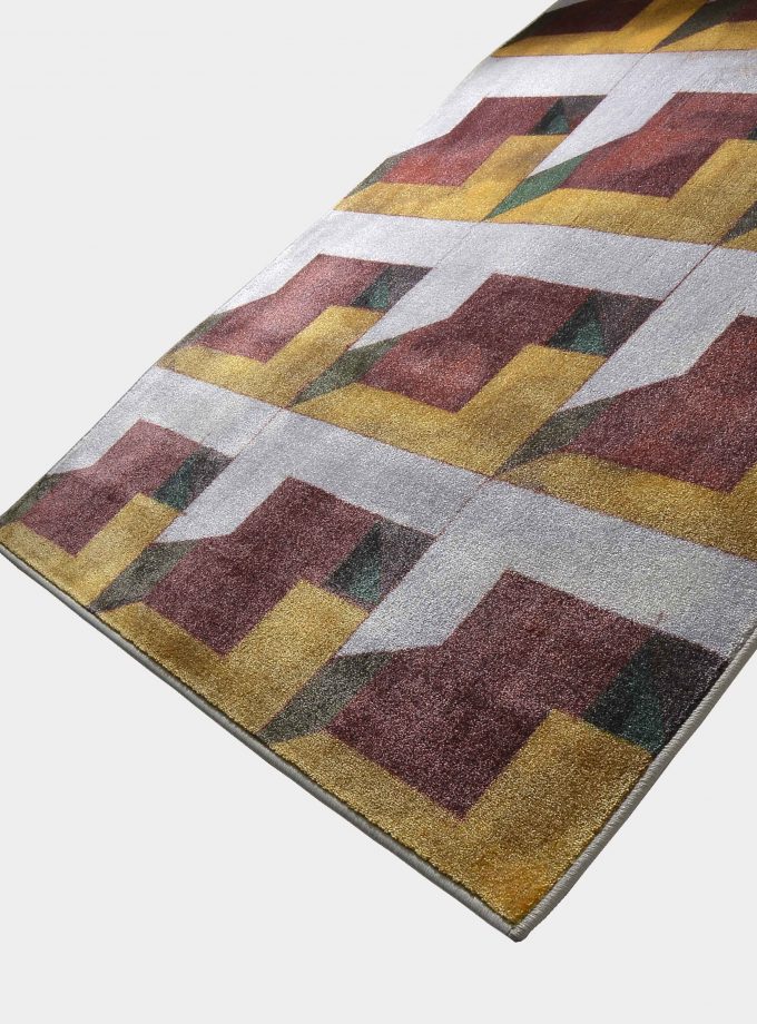 "Abstract" yellow rug in printed fabric