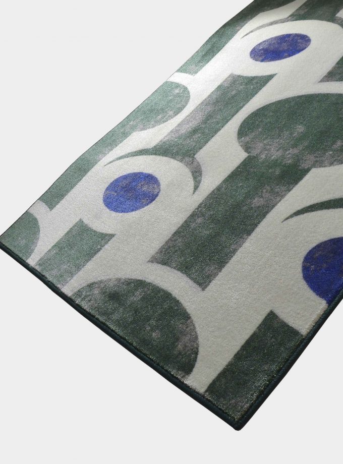 "Abstract" green rug in printed fabric