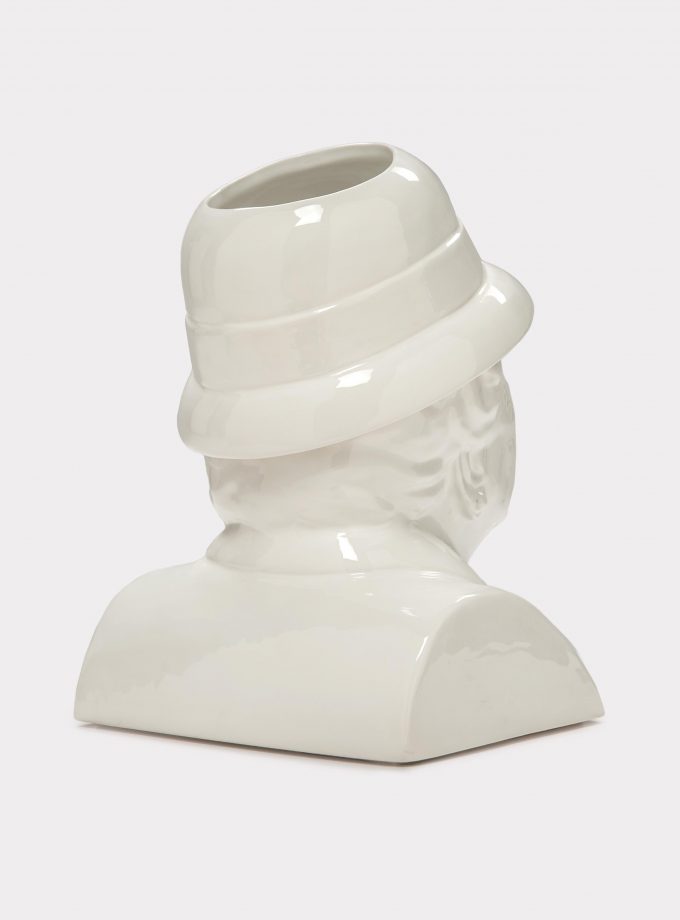 Jimmy D Lanza's "La Gisella", solid white handmade flowerpot