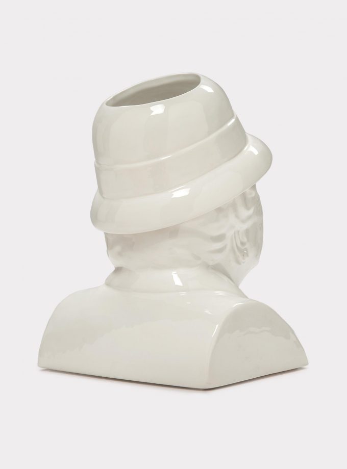 Jimmy D Lanza's "La Gisella", solid white handmade flowerpot