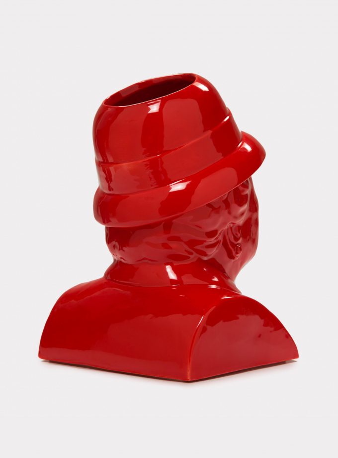 Jimmy D Lanza's "La Gisella", solid red handmade flowerpot