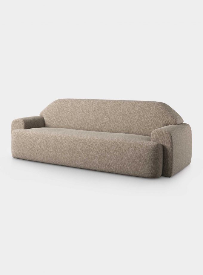 "Minimal" three seater beige velvet sofa