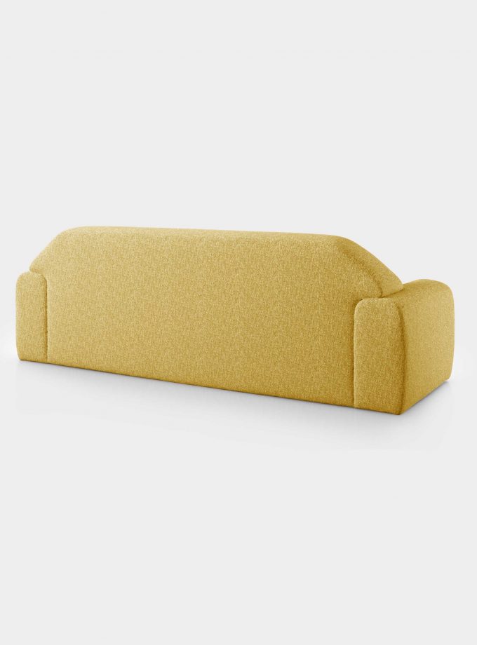 "Minimal" three seater yellow velvet sofa