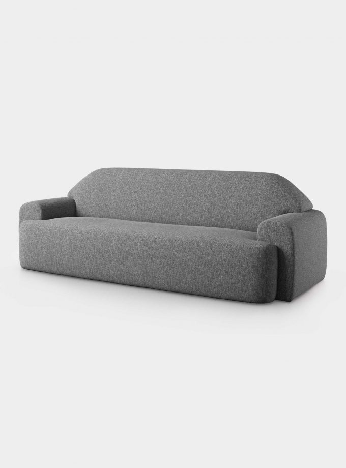 "Minimal" three seater grey velvet sofa