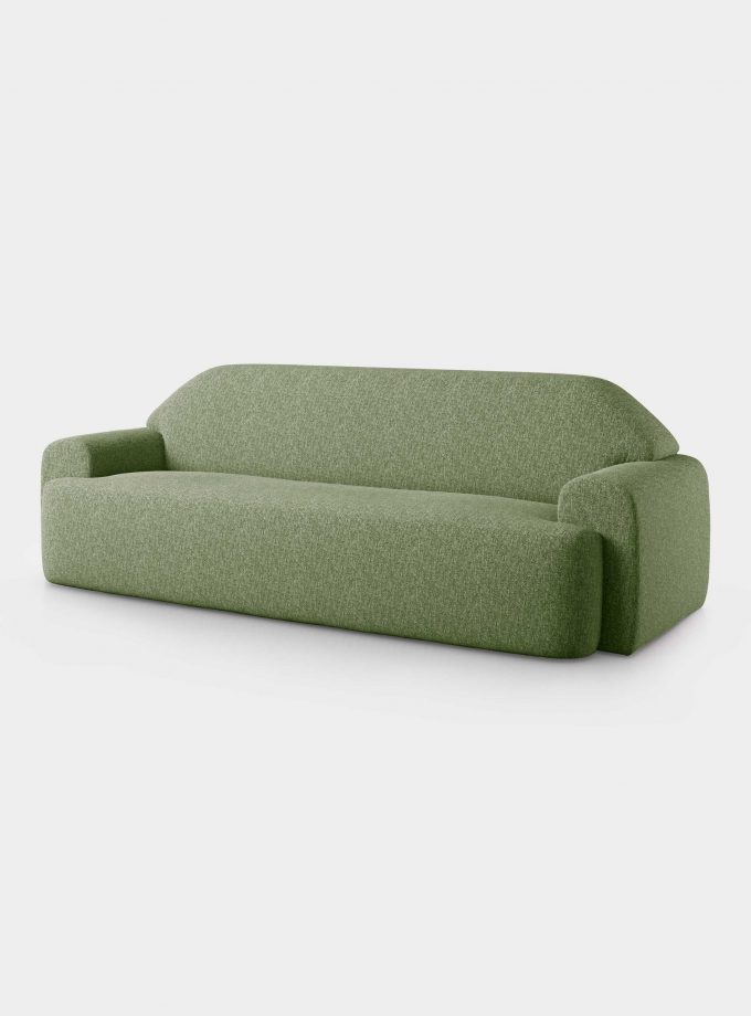 "Minimal" three seater green velvet sofa