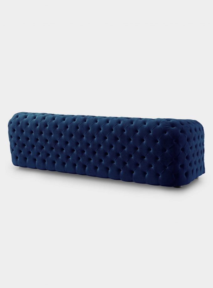 Capitonné blue velvet sofa