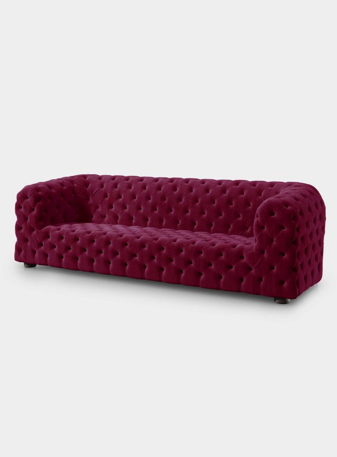 Capitonné bordeaux velvet sofa