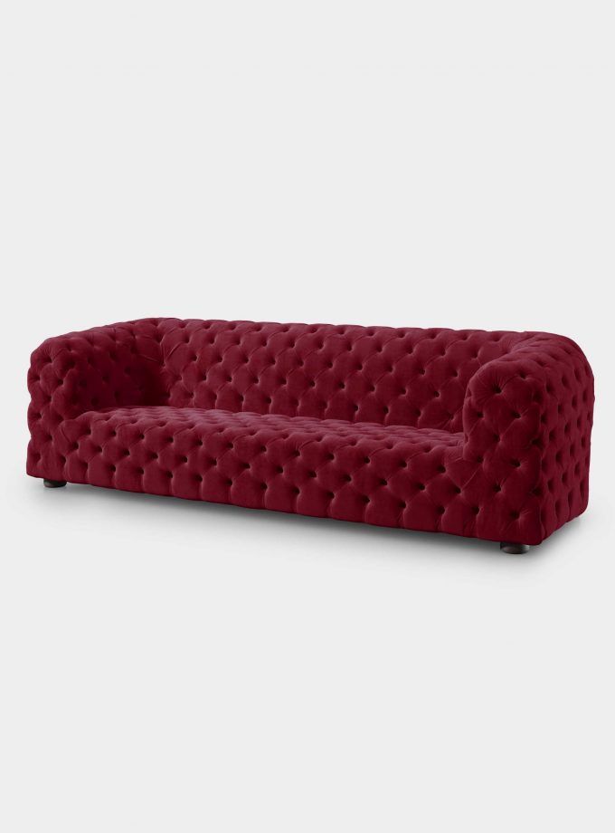 Capitonné red velvet sofa