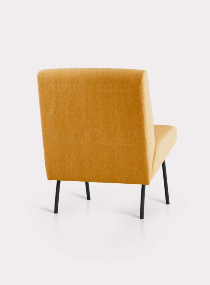 Yellow armchair in bouclé fabric