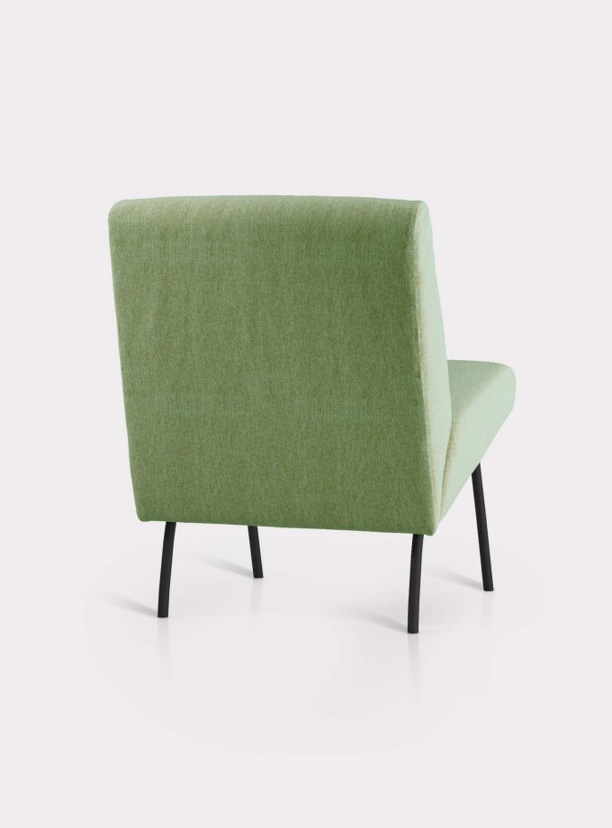 Olive green armchair in bouclé fabric