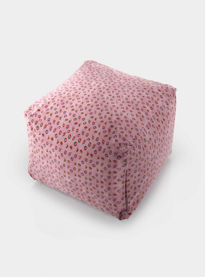 Polystyrene Pouf with "Mouths and Flowers" pattern