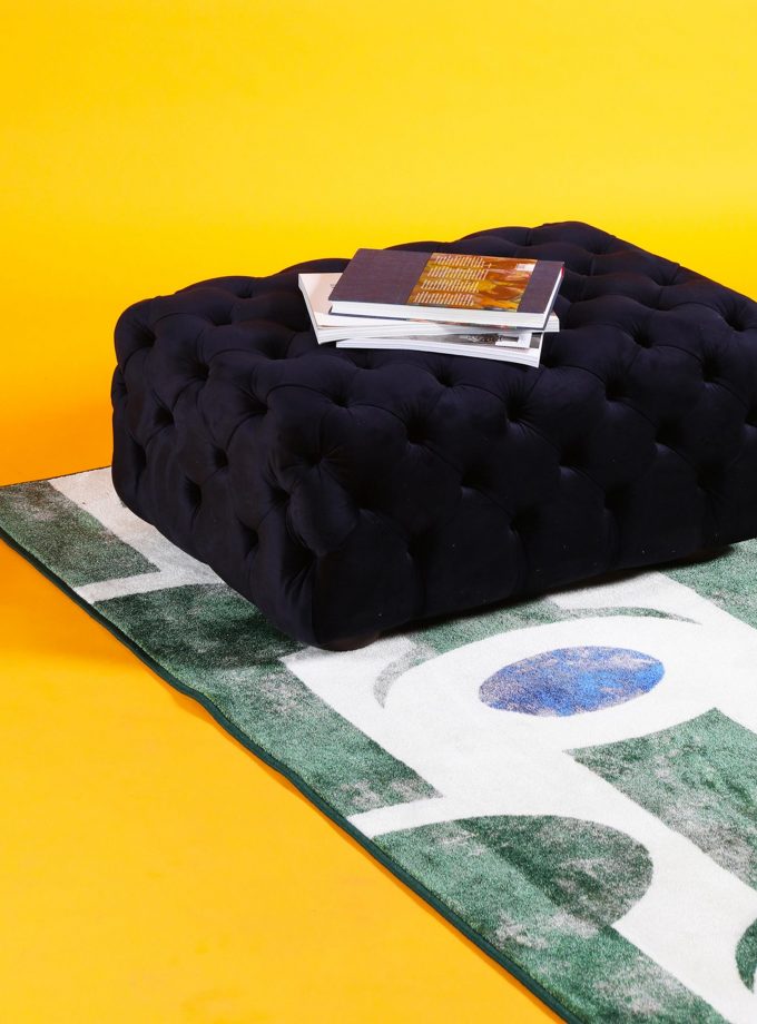 "Abstract" green rug in printed fabric