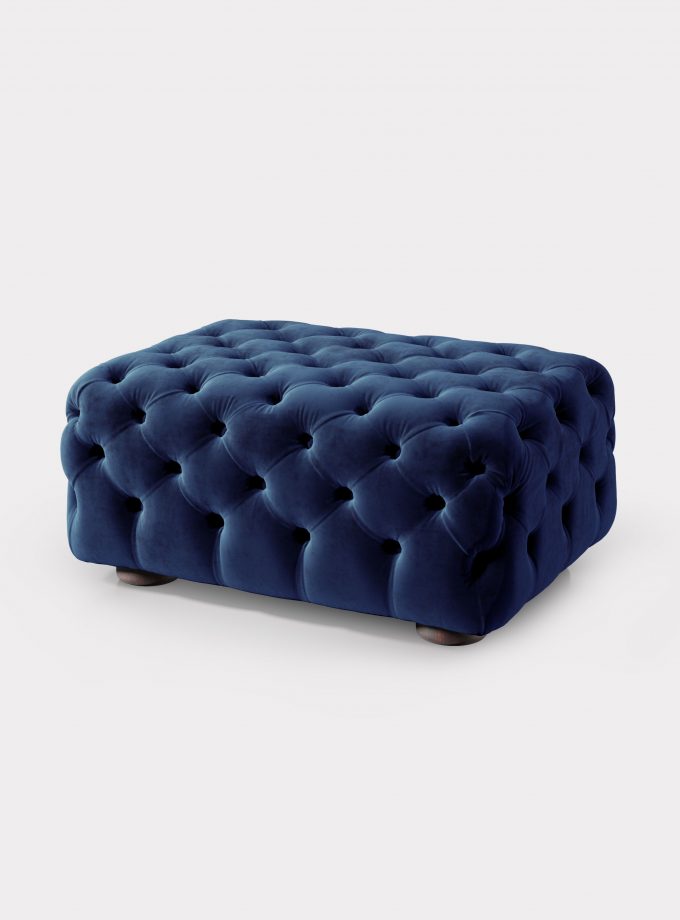 Blue velvet Pouf capitonné