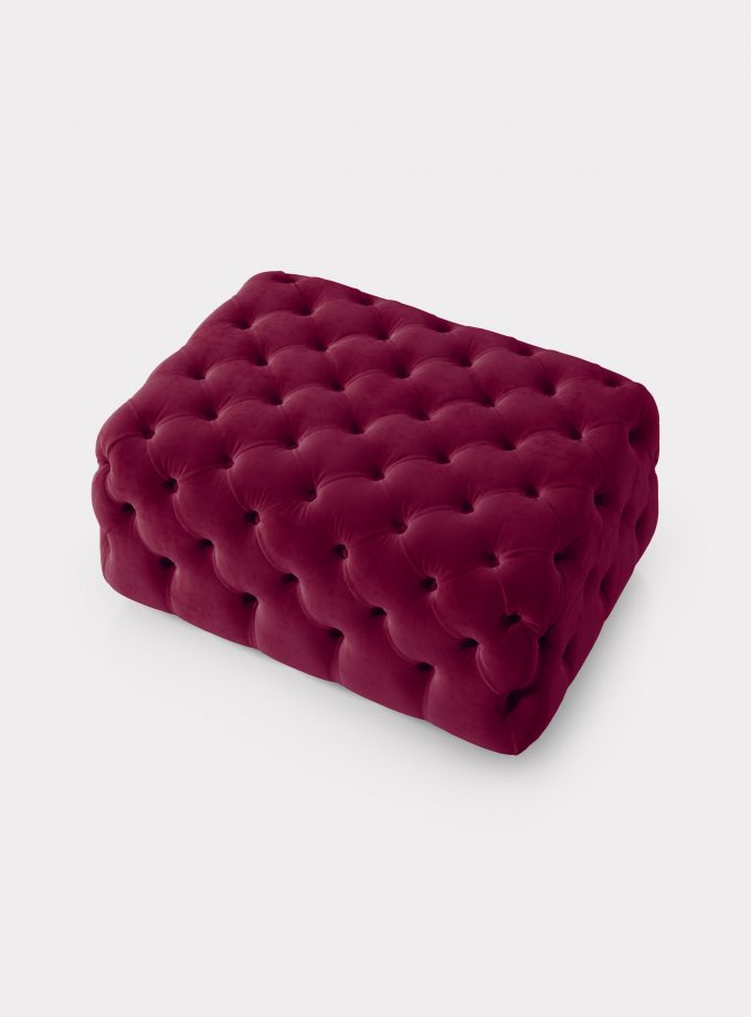 Bordeaux velvet pouf capitonné