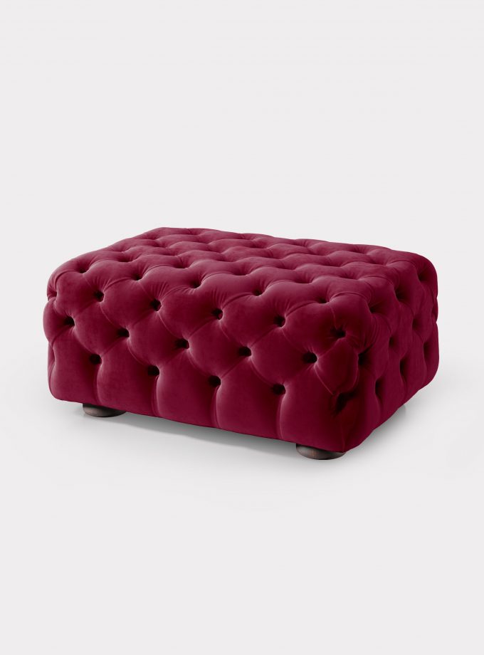 Bordeaux velvet pouf capitonné