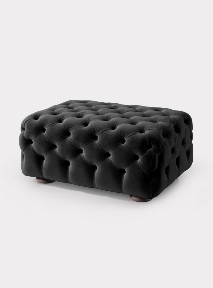 Black velvet pouf capitonné