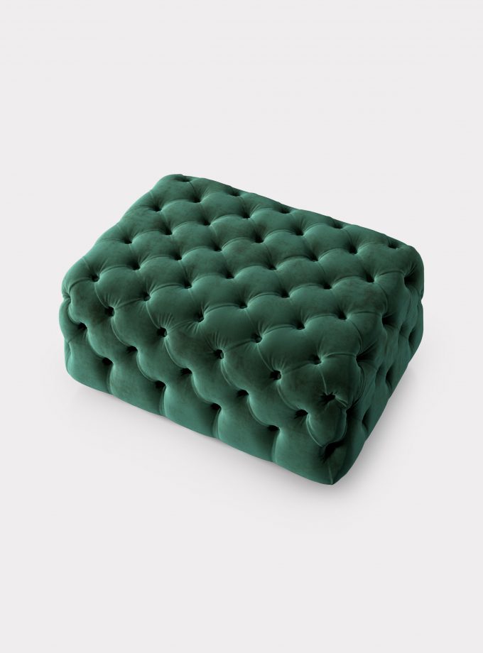 Green velvet pouf capitonné